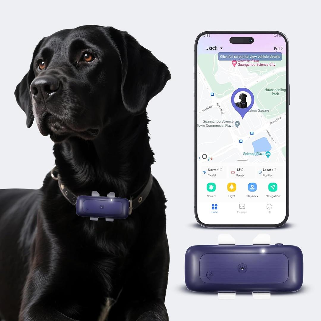 Dog Tracker Cat GPS Tracker Waterproof & Lightweight Mini Tracker Device with Real-Time Location Escape Alerts iOS & Android Fits All Pet Collars