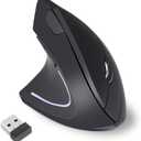 KUNSI Left Handed Mouse, 2.4G Wireless Left Handed Ergonomic Mouse with 800/1200/1600 Adjustable DPI, 6 Buttons Wireless Vertical Mouse for MacBook/Laptop/PC/DesktopBlack