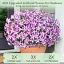 2 x Yastouay Artificial Flowers for Outdoors, 12 Bundles Fake Outdoor Flowers, UV Resistant Artificial Petunias Fake Flowers, Mixed Purple Red Realistic Fake Plants for Porch Patio Garden Decor