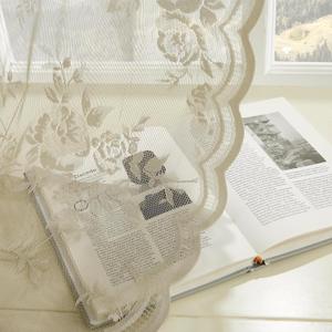 Vintage Khaki Lace Curtains 63 Inch Length 2 Panels Set Country Floral Sheer Curtains for Bedroom Living Room Rod Pocket Light Filtering Farmhouse Flower Curtain Window Drapes Rustic Decor, 52x63