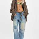 Women Oversized Hoodie Cardigan Jacket Casual Open Front Raglan Sleeve Sweatshirt 2026 Outfits with Pockets (M)