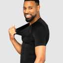 Curveless Men's Posture Corrector T-shirt | Anti Back Pain | Straightens Back and Shoulders | Compression | Undershirt | Short sleeves (Medium, BLACK)