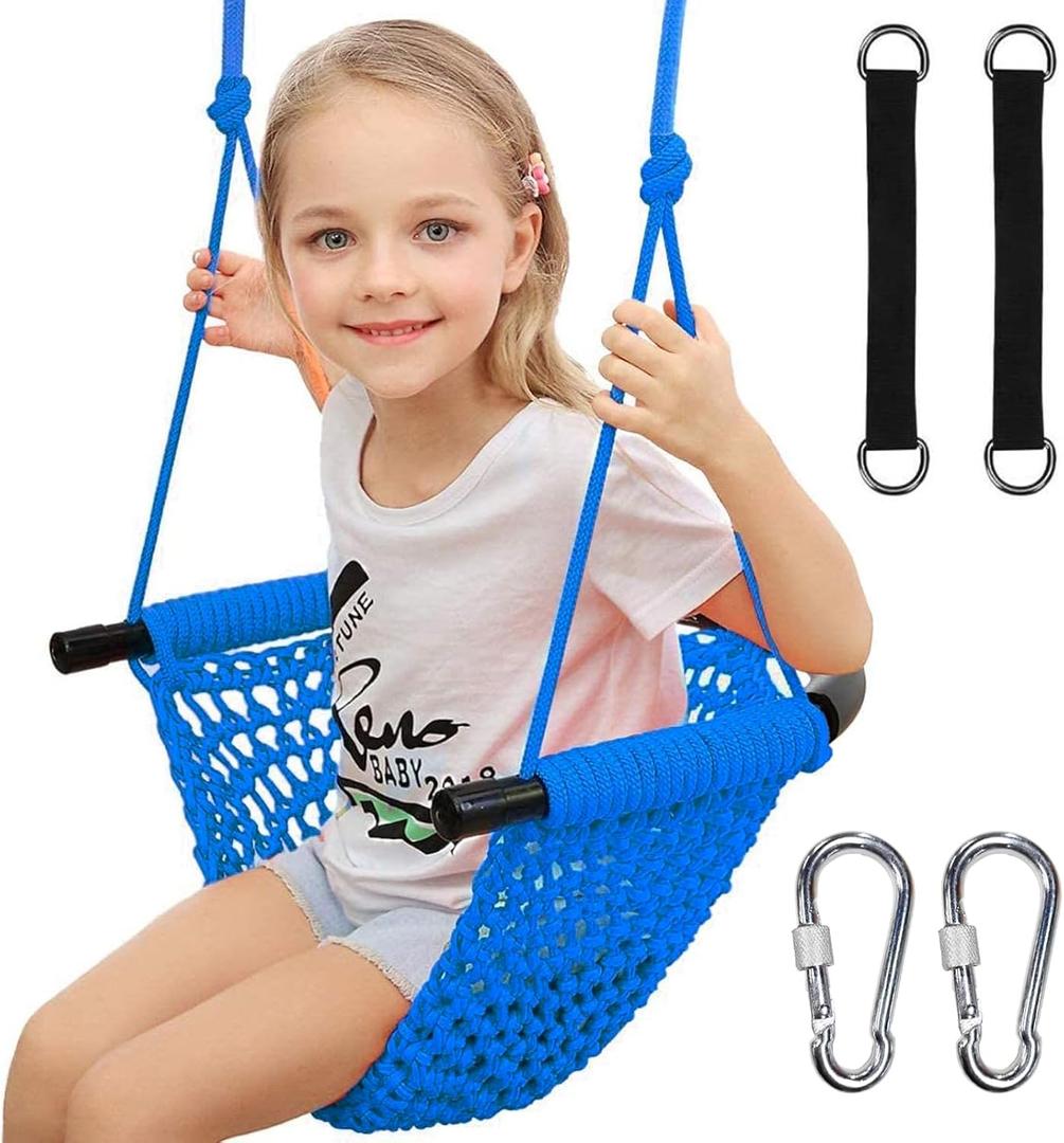 Kids Tree Swing Seat for Kids Rope Swing Seat, Indoor Swing for Kids Outdoor, Backyard Swing Tree Swing Seat Door Swing (Blue)