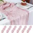 10FT 6 Pack Dusty Mauve Pink Cheesecloth Table Runner Romantic Boho Rustic Sheer Gauze Cheese Cloth Table Runners 120x22 inchs Decor for Wedding Bridal Baby Shower Party Birthday Home Decorations