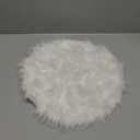 IVON 15.5 Inches White Round Faux Fur Rug, Fluffy Rug Cushion for Chair, Background for Nail Desk Photos