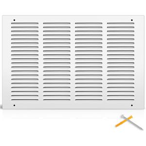 Fancat 16"W x 10"H Return Air Grille [Duct Opening Size], Steel HVAC Return Air Vent Cover for Wall & Ceiling, White Powder-Coated Rust-Resistant AC Cold Air Return, Outer Dimensions 17.75"W x 11.75"H