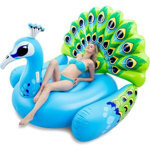 JOYIN Inflatable Peacock Pool Float - Giant Peacock Fun Beach Floaties, Pool Party Decorations Adult Size Inflatable Animal Summer Swim Pool Raft Toys Lounge for Adults & Kids
