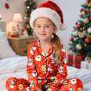 Sylfairy Satin Pajamas for Girls Silky Button-Down Sleepwear Unicorn Nightwear Loungewear PJS Clothes Set Gifts for Kids (5-6 Years, Father Christmas)