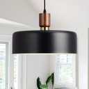 Modern Solid Wood Pendant Lights,13.8" Large Hammered Vintage Chandeliers,Black Finish Hanging Lighting Lamp,Industrial Drum Ceiling Light Fixtures for Dining Room,Kitchen Island, Farmhouse, 13.8in