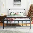 Shintenchi King Size Metal Platform Round Bed Frame with Headboard & Footboard, Steel Slat Mattress Foundation, Under Bed Storage, Noise-Free, No Box Spring Needed
