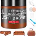 Leather Recoloring Balm,8.5oz Leather Color Restorer,Light Brown Leather Repair kit for Furniture and Car Interior,Leather Couch Scratch Repair,Leather Dye Paint for Faded,Cracked and Damaged Leather