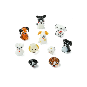 LiQunSweet 10 pcs 10 Styles Lovely Dog Theme Lampwork Beads Pet Animals Glass Beads for DIY Jewelry Making Bracelet Necklace Earring Crafts Bag Keychian Decor