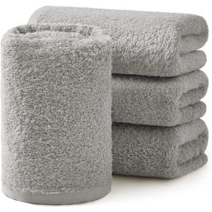 REDKISS 4-Pack Luxury Hand Towels, 16x32 Inch 450G 100% Cotton, Grey Quick-Dry Bathroom & Kitchen Towels, Super Soft and Highly Absorbent