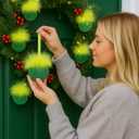 Novabright 48 Pcs Lime Green Christmas Ornaments Christmas Wood Cutouts with Fuzzy Lime Green Hair Hanging Glitter Wooden Baubles for Xmas Tree Home Decor Craft