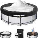 12FT Winter Round Pool Cover with Ratchet Strap Tightener | Easy Installation Pool Covers for Above Ground Pools | Solar Hot Tub Cover Ideal for Hydrophilic and Dustproof for Backyard (BLACK)