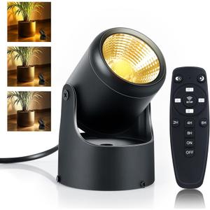 LED Spot Lights Indoor, 7W 120V Uplighting Indoor with Remote Control Dimmable Timer, 3CCT Floor Spot Lights Stick on Wall Light, Accent Spotlights for Plants Pictures Artwork Home Decoration