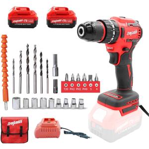 DOGTOOTH 21V MAX Cordless Drill Driver Kit with 2 * Batteries and Charger, Compatible with Makita 18V Battery Build-in LED, Variable Speed Trigger, 0-1500 RPM, Brushless Motor, Bits, Carry bag