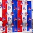 4 Pack 250 Years of Freedom Foil Fringe Curtains 3.3x6.6ft Patriotic 4th of July Decorations Red White Blue Streamer Backdrop for 250th America Anniversary Independence Day Memorial Day Party Decor