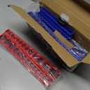 Magnetic Socket Organizer Set, 6PCS Socket Holder, 1/4", 3/8", 1/2" Sockets Holds 143 Pieces Magnetic Sockets Trays (Blue&red, 6 Pcs)