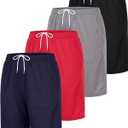 Real Essentials 4 Pack: Women's 7" Mesh Bermuda Athletic Shorts - Quick Dry Workout Running with Pockets - Set 3, M