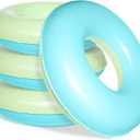 4 Pcs Inflatable Pool Floats for Kids Adults Pastel Inner Tubes Macaron Pool Rings Floaties for Birthday Beach Swimming Shower Bachelorette Party Decorations(Blue,Yellow,28'')
