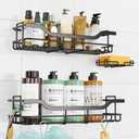 OMAIRA 3-Pack Shower Caddy with Soap Holder, Adhesive Rustproof No-drill Strudy Loading Inside Shower Organizer Shelves Rack Storage Bathroom Organization for Smooth Wall Glass Tile (Large)