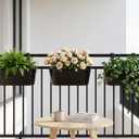 vensovo 16 Inch Railing Planter for Outdoor Plants - 5 Pack Large Metal Balcony Hanging Planters with Detachable Hooks and Drain Holes Oval Box Rail Pots for Home Garden Fence, Black
