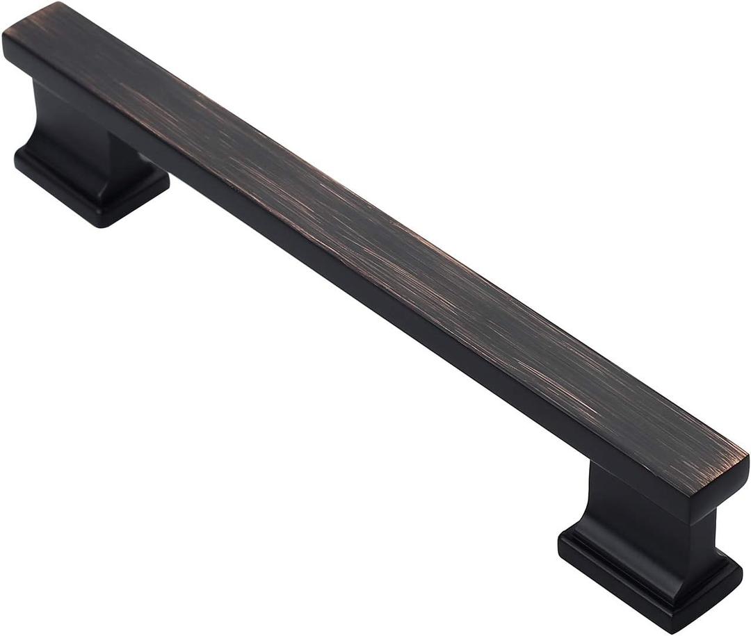 Alzassbg 5 Pack Oil Rubbed Bronze Cabinet Pulls, 5 Inch(128mm) Hole Centers Kitchen Cabinet Handles for Cabinets and Drawers AL3061ORB