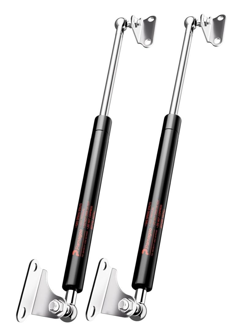 15 inch 10 lbs(12-17lbs) Gas Strut Shocks with L-Type Mounts for Cabinet Toy Box Toolbox Lid Trash Bin Dog House Door RV Cabinet Baseroom Door Canopy Cover Trail Topper Window,Set of 2, Black