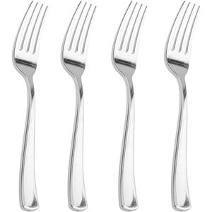 Liacere 200 Pack Silver Plastic Forks - 7.4 inch Heavy Duty Plastic Forks - Heavyweight Disposable Forks - Silver Plastic Silverware for Catering, Parties, Dinners, Valentine's Day