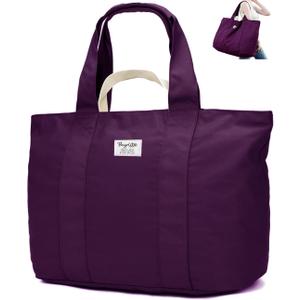 22'' 50L 100% Cotton Oversized Travel Tote Bag for Women - Tear-Resistant, Overnight/Weekend/Beach Bag (Purple)