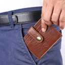 FOXHACKLE Slim Leather Card Holder for Men and Women with Key Ring | RFID Blocking Full Grain Leather Card Case Wallet | Minimalist Front Pocket Business Leather Card Holder.