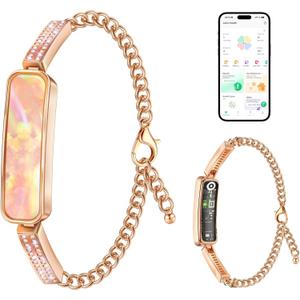 Smart Bracelet for Women, Health Activity Fitness Trackers, 24/7 Heart Rate, HRV, Blood Oxygen & Stress Monitor, 24H Sleep Tracker, Free APP for iOS & Android, Rose Gold