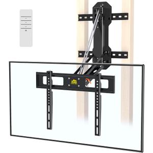 FORGING MOUNT Motorized Fireplace Pull Down TV Mount with Remote for 32-85" TVs, Electric Above Fireplace TV Wall Mount with Height Adjustable, Swivel,Tilt, Holds 88 lbs Max VESA 600x400