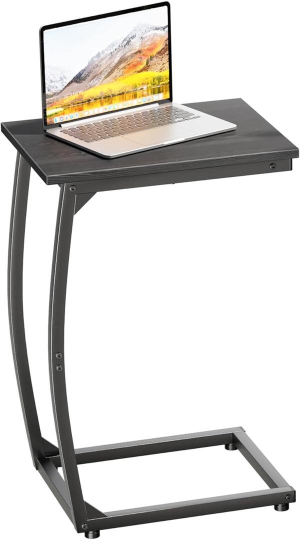 C-Shaped End-Table - Side Table for Couch,Curved Support Legs, Slide Under Couch Table for Sofa, TV Tray Table for Living Room Bedroom(Black)