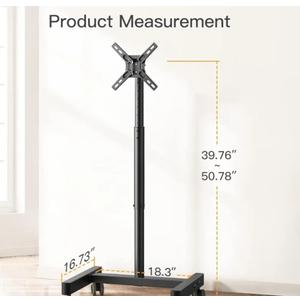 Perlegear Rolling TV Stand, Mobile TV Stand on Wheels for 13-50 inch TVs with Height Adjustment & 30° Tilt, Portable TV Cart with Wheels Holds 44lbs, Max VESA 200x200mm for Living Room, Bedroom