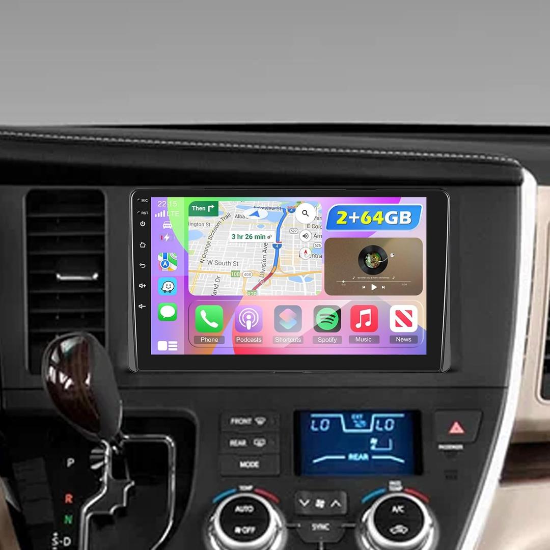 NHOPEEW Android Radio for Toyota Sienna 2015 2016 2017 2018, [2+64G] 9 inch Touch Screen Sienna Stereo - Wireless Carplay and Android Auto, DSP/EQ, 5G/WiFi, GPS, Mirror Link + Canbus + Backup Camera
