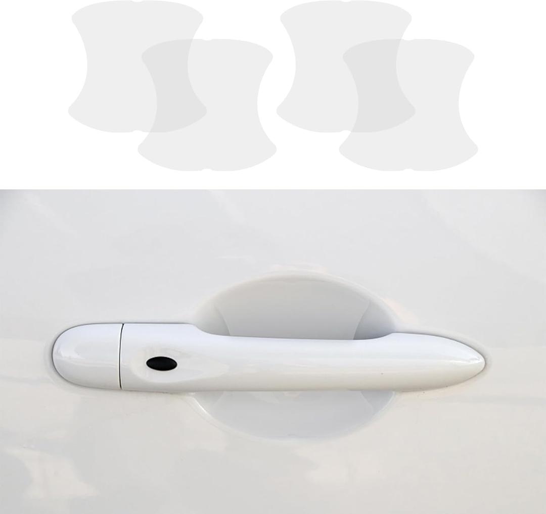4PCS Car Door Handle Sticker, 3D Carbon Fiber Anti-Scratches Car Door Cup Protectorm, Non-Marking Auto Door Handle Scratch-Resistant Protective Film, Universal for Most Car Handles (Transparent)