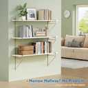 Harwaya White and Gold Floating Shelves 36 Inch Long, Wall Shelves for Bedroom Books, Modern Wall Hanging Bookshelf Unit for Living Room Office Kitchen Bathroom Decor - Set of 3
