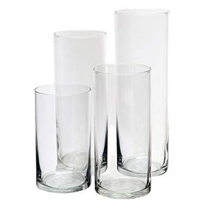 Royal Imports Glass Cylinder Vases for Centerpieces – Set of 4 Clear Hurricane Vases for Wedding, Table Decor, Floating, Flowers, Candle Holders, Extra Tall Clear Vase Set, 6” / 8” / 9” / 11” , Bottom of the 8" vose broken.