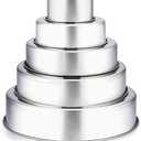 TeamFar Cake Pan, 4’’ - 6’’ - 8’’ - 9½’’ - 11’’, Stainless Steel Round Baking Tier Cake Pans Set, Healthy & Heavy Duty, Mirror Finish & Dishwasher Safe - Set of 5