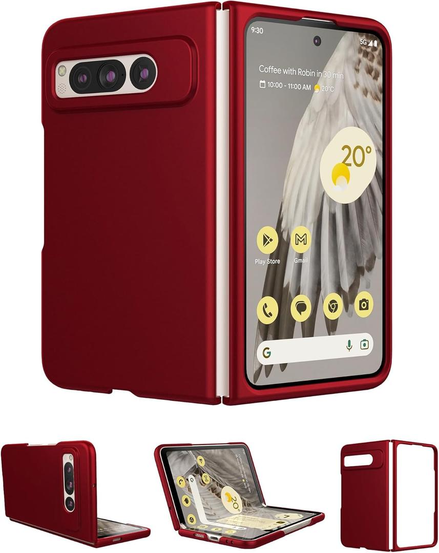 Foluu Case for Google Pixel Fold 2023, Ultra Thin Slim Fit Matte PC with Non-Slip Grip Full Protection Protective Cover for Google Pixel Fold 2023 (Red)