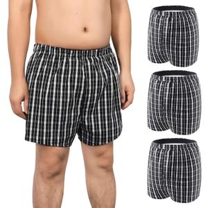 Incontinence Underwear for Men Washable 3 Pack Men's Leakproof Underwear with Front Fly for Bladder Leakage Protection Instant Absorbency Men's Incontinence Boxers (Large, Black Plaid)