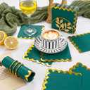 2 x LIYH 200Pack Green Cocktail Napkins 2-Ply Wedding Party Napkins Disposable for Birthday Bridal Baby Shower Anniversary Reception Event Folded 5In x 5In (Dark Green with Gold)