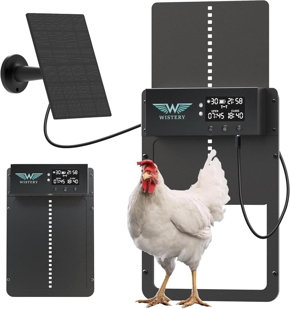 Automatic Chicken Coop Door with Timer & Light Sensor, Solar Chicken Coop Door with Multiple Modes, Automatic Chicken Door with LCD Display