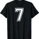 7 Number Seven Team Sports Graphic Design Matching Varsity T-Shirt, M