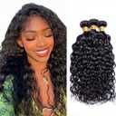 Water Wave Bundles Human Hair Ocean Wave Bundle 24 26 28 Inch 8A Peruvian Virgin Mixed Length 3 Bundles Wet and Wavy Bundle Human Hair Extensions