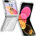 AICase for Samsung Galaxy Z Flip 6 Clear Case, Compatible with MagSafe Transparent Shockproof Protection Yellowing Resistant Magnetic Phone Case for Galaxy Z Flip 6 5G (2024)-Clear, Set of 2