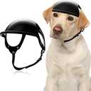 2 x Goaste Dog Helmet for Large Dog, Dogs Motorcycle Helmet with Ear Holes, Doggie Safety Hat with Adjustable Strap for Outdoor Driving Riding(Black, Large)