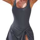 Aleumdr One Piece Swimdress Swimsuits for Women Tummy Control Tie Knot Swim Dresses Skirt Bathing Suit (Medium, Black)